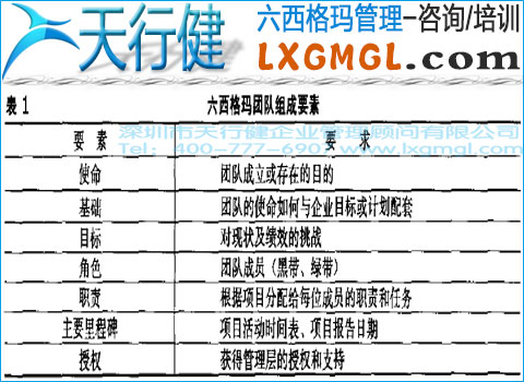 六西格瑪管理項目團隊的組建和授權